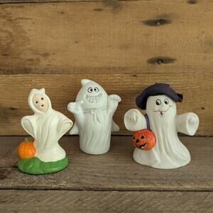 Vintage Set of Three Ceramic Halloween Ghost Figures